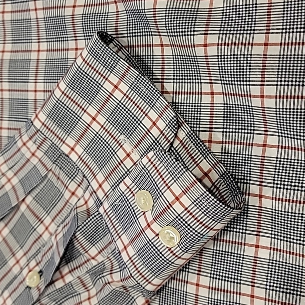 Tommy Hilfiger Plaid Wide Collar Regular Fit Sport Shirt Red Black 16.5 34/35 - Picture 8 of 10